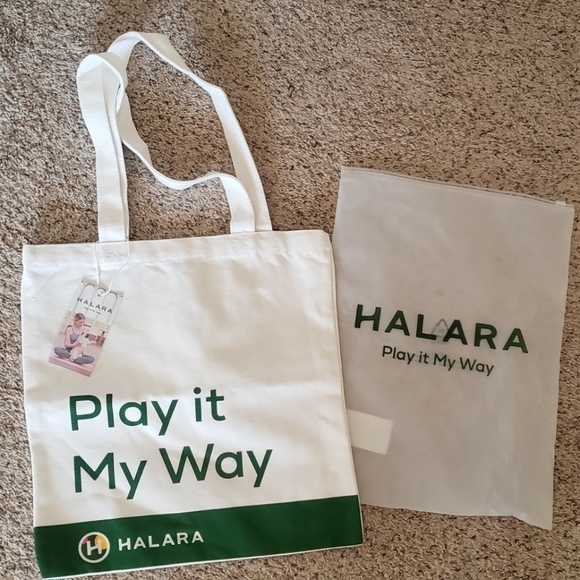 HALARA Tote Play it My Way Cream Canvas Shopper Gym Bag Tik Tok Brand Y2K New - Picture 4 of 6